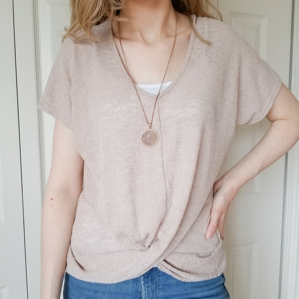 Tan Front Knot Comfy Top from Dry Goods